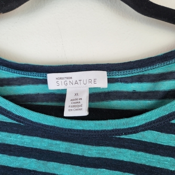 Nordstrom Signature 100% Linen Striped top tee Size XL NWT - Picture 3 of 6